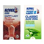 کاندوم ناچ کدکس مدل CLASSIC ALOE VERA بسته 12 عددی به همراه کاندوم ناچ کدکس مدل Happy lady بسته 10 عددی