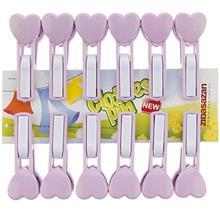 گیره لباس عروسکی زیباسازان مدل قلب بسته دوازده عددی Zibasazan Heart Doll Clothes Peg pack Of 12