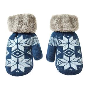 دستکش بافتنی دخترانه لیمونار گالری مدل گل لوزی تو خز