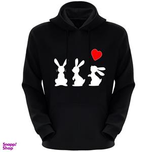 هودی زنانه طرح سه خرگوش کد F289 رنگ مشکی