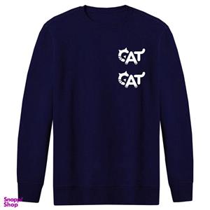 سویشرت مردانه طرح CAT کد R18 رنگ سورمه ای