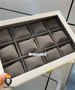 جعبه ساعت طرح چوب 12 تایی سفید لوکس 0024 WATCH BOX