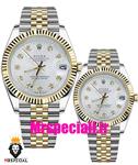 ساعت ست رولکس زنانه و مردانه دیت جاست باتری دورنگ طلایی صفحه سفید 01484 ROLEX DATEJUST