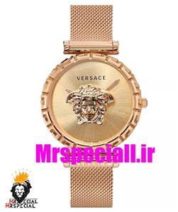 ساعت مچی زنانه ورساچه بند حصیری رزگلد صفحه رزگلد 02023 VERSACE