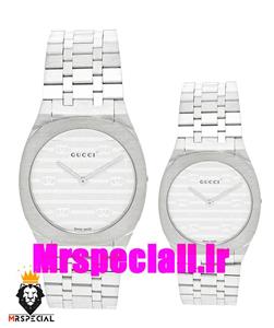 ساعت گوچی ست مردانه و زنانه استیل صفحه سفید 020212 GUCCI