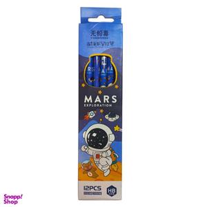 مداد مشکی مدل پاکن دار طرح فضانورد بسته 12 عددی