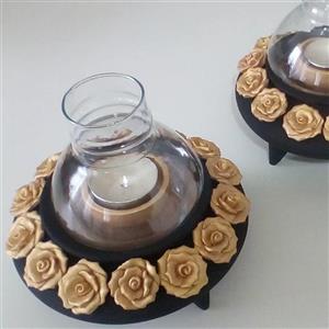 جاشمعی سفالی مدل پایه دار مجموعه 3 عددی