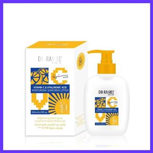 لوسیون ضد آفتاب بدون رنگ دکتر راشل SPF 50 مدل ویتامین سی ‌مناسب برای انواع پوست حجم 180 میلی‌لیتر