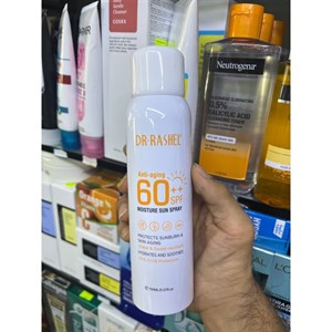 اسپری ضد آفتاب بدون رنگ دکتر راشل SPF 60 مدل anti aging ‌مناسب برای انواع پوست حجم 150 میلی‌لیتر
