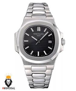 ساعت مچی مردانه پتک فیلیپ ناتیلوس موتور کوارتز استیل صفحه مشکی Patek Philippe NUATILOS 01640