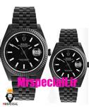 ساعت ست رولکس مردانه و زنانه مدل دیت جاست مشکی بند ژوبیل صفحه مشکی 020830 Rolex DATE JUST BLACK