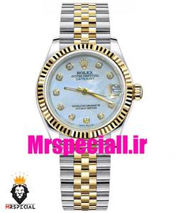 ساعت زنانه رولکس دیت جاست اتوماتیک دورنگ طلایی صفحه سفید صدف 020826 ROLEX DATEJUST
