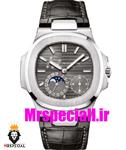 ساعت پتک فیلیپ ناتیلوس مردانه اتوماتیک بند چرم صفحه طوسی Patek Philippe NUATILOS 020696