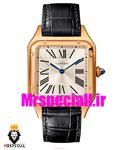 ساعت کارتیه زنانه دومونت بند چرم مشکی قاب رزگلد صفحه سفید CARTIER Santos-Dumont watch 020683