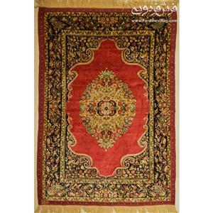 فرش دستباف ذرع نیم تمام ابریشم طرح دورو شاهکار بافت خراسان