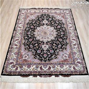 فرش دستباف قالیچه 3 متری  نقشه تقی زاده مشکی بافت تبریز