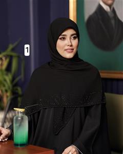 روسری نگین مروارید مشکی کد ۴۰۹