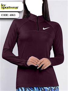 تیشرت نیم زیپ فینگردار ورزشی زنانه Nike کد 002