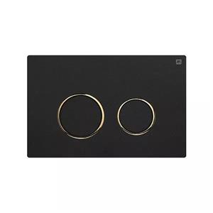 کلید فلاش تانک توکار ایران مدل گرد مشکی مات با رینگ طلایی کد17