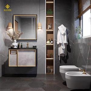 روشویی کابینتی دیواری مدل راسپینا مشکی طلایی