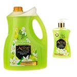 مایع دستشویی اکتیو مدل صدفی وزن 3750 گرم به همراه مایع دستشویی اکتیو مدل Scent of Heaven وزن 450 گرم