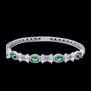 دستبند نقره زنانه گالری رضازاده مدل پاپیون فلاور زمرد 0268 -