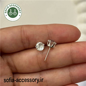 گوشواره میخی الماس نقره ای کد 237