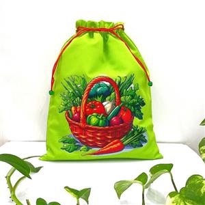 کیسه  نگهداری سبزی پارچه ای سه لایه  – طرح سبدسبزیجات  4