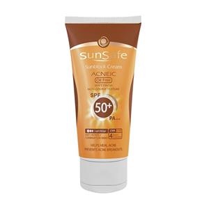 کرم ضد آفتاب رنگی  SPF50 پوست‌های چرب و مختلط بژ روشن 50 گرم سان سیف Sun Safe