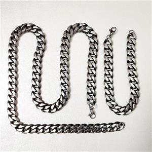 ست گردنبند و دستبند سیاه قلم کارتیر استیل نقره ای