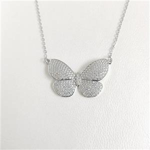 گردنبند زنانه پروانه نقره ای استیل کد153
