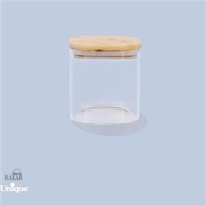 بانکه شیشه ای درب چوبی مربع 10 سانت یونیک کد UN-1764