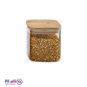 بانکه شیشه ای درب چوبی مربع 10 سانت یونیک کد UN-1764