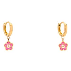 گوشواره طلا 18 عیار دخترانه الی گلد گالری مدل گل مینایی