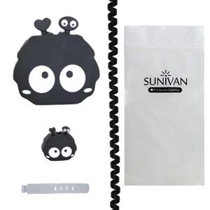 محافظ شارژر دیواری سانیوان طرح عروسکی هپل2 به همراه محافظ کابل مجموعه 4 عددی