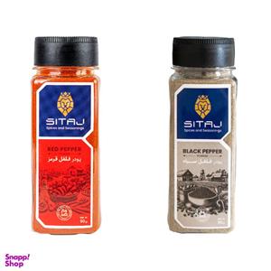 پودر فلفل سیاه و فلفل قرمز ممتاز سی تاج - 90 گرم بسته 2 عددی