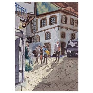 نقاشی آبرنگ طرح روستای شیرینجه کد 157