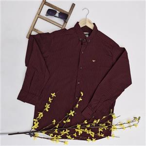 پیراهن راه راه دیپلمات اندامی مردانه زرشکی کد 302084