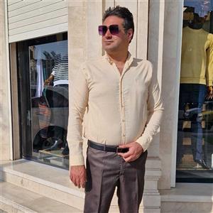 پیراهن قواره کشی ساده مردانه کرم کد 302322