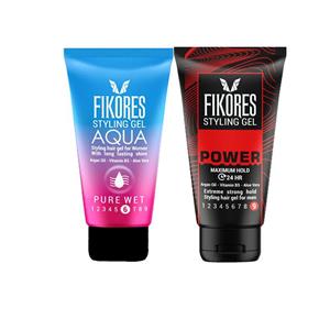ژل حالت دهنده مو فیکورس مدل POWER حجم 150 میلی لیتر به همراه ژل حالت دهنده مو مدل AQUA