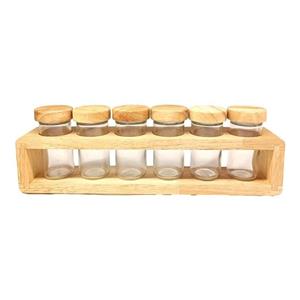 ست جا ادویه 6 پارچه لیمون مدل چوبی کد TP2306 به همراه استند