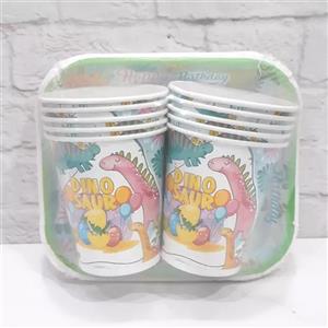 لیوان و پیش دستی تولد تم دایناسور بسته 10 عددی کد4