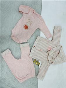 ست سه تکه کت و بادی شوار نوزادی دخترانه