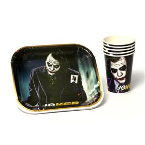 لیوان و پیش دستی تولد تم جوکر بسته 10 عددی