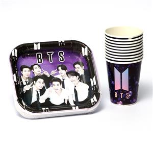 لیوان و پیش دستی تولد تم bts بسته 10 عددی