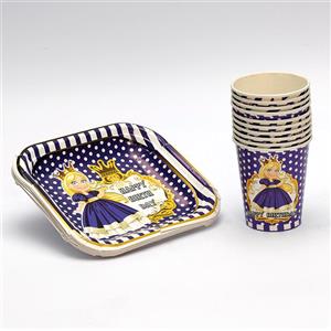 لیوان و پیش دستی تولد تم شاهدخت بسته 10 عددی