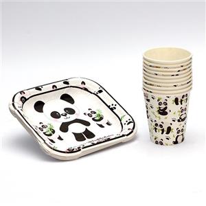 لیوان و پیش دستی تولد تم پاندا بسته 10 عددی