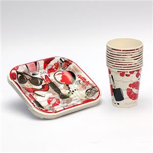 لیوان و پیش دستی تولد تم میکاپ بسته 10 عددی