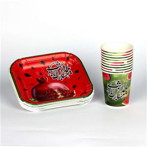 لیوان و پیش دستی تم یلدا بسته 10 عددی