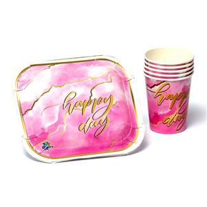 لیوان و پیش دستی تولد تم happy day بسته 10 عددی کد 3